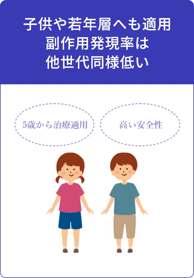 子供や若年層へも適用 副作用発現率は他世代同様低い