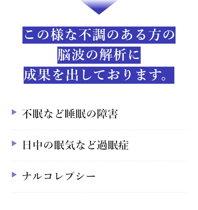 この様な不調のある方の脳波の解析に成果を出しております。（当日診断可能）